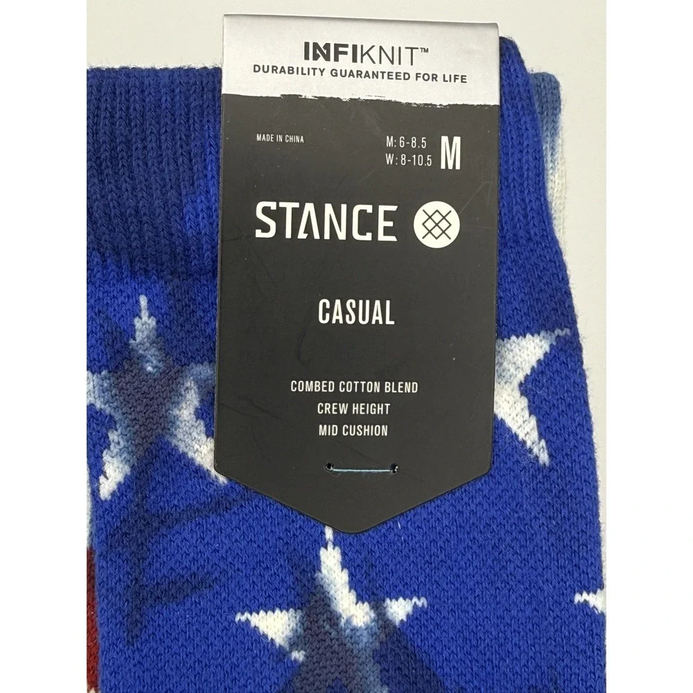 Stance The Banner Crew Socks Medium Navy Red White USA Infiknit A556A21BAN